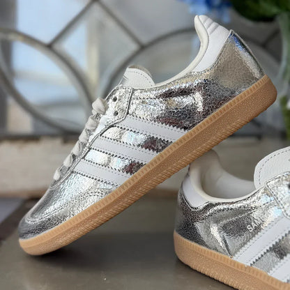 Sneakers Chrome in pelle metallizzata effetto craquelé